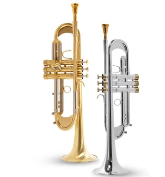 Новое поступление Bb Труба Высокое качество Золотой лак Посеребренная труба Медные музыкальные инструменты Труба композитного типа