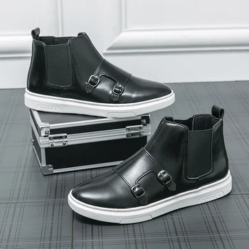 Новые мужские ботинки челси Повседневная мода Универсальные короткие ботинки PU Черный коричневый Размеры 38-46 Мужские ботинки