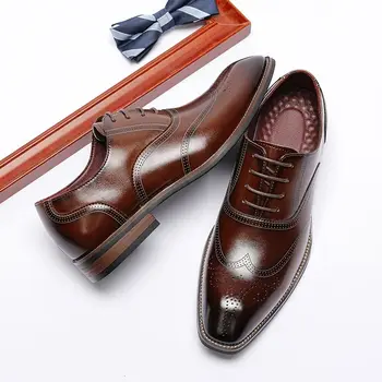 новые мужские туфли-броги черный острый носок на шнуровке партии бизнес искусственная кожа ручной работы мужчины платье обувь бесплатная доставка a196
