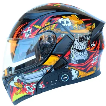  Новый материал ABS Электрический мотоциклетный шлем с двойной линзой, раскрывающий полный шлем мотоциклетный шлем с радио