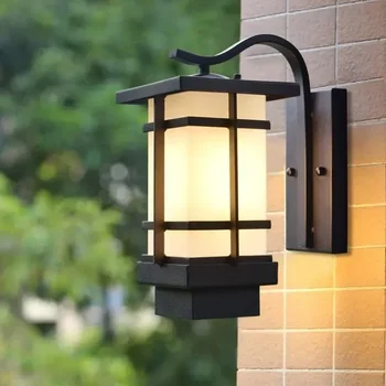 Новый открытый настенный светильник в китайском стиле Уличный светильник для виллы Железное искусство Ретро Коридор Простой настенный светильник для балкона в японском стиле