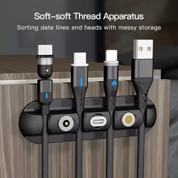  Органайзер для кабелей и магнитная штекер Силиконовый USB-кабель Намотчик Гибкие зажимы для прокладки кабелей для держателя наушников мыши