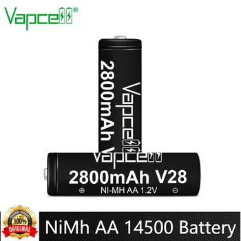 Оригинальная батарея Vapcell V28 NiMh 14500 2800 мАч 1,2 В AA Батарея Аккумуляторная батарея Кнопка Верхняя часть для фонарика Игрушки Камера