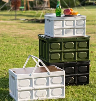  Открытый ящик для хранения, складной ящик с деревянной панелью, контейнер для хранения для отделки багажника автомобиля, ящик для хранения кемпинга