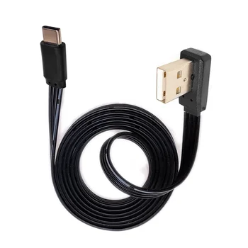 Плоский разъем USB для загрузки данных type-c, короткий кабель 10 см 20 см 30 см, планшет 100 см, 50 см, верхний, нижний, левый, правый угол 90 градусов