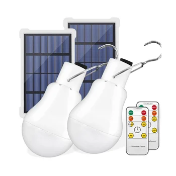 Портативные лампочки на солнечных батареях,USB Перезаряжаемые аварийные светодиодные лампы с дистанционным таймером для сарая, похода, кемпинга, палатки, 2 комплекта