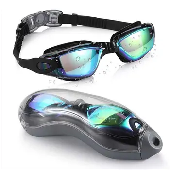 Продажа очков для плавания с зеркальным покрытием Силиконовые очки для бассейна Черные водные спортивные очки для ПК Silico