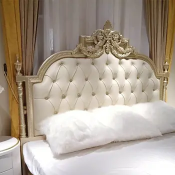 Продукт можно настроить. Американская легкая роскошная кровать из массива дерева Современная простая французская принцесса высокого класса