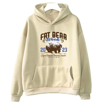 Пуловеры с печатью Fat Bear Week 2023 Преобладающие осенние толстовки Женские/мужские флисовые повседневные толстовки с капюшоном Удобные теплые топы Одежда