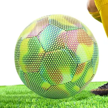  размер 5 Светоотражающий футбольный тренировочный футбол Светящийся флуоресцентный отражающий прохладный светящийся футбольный мяч для ребенка и взрослого