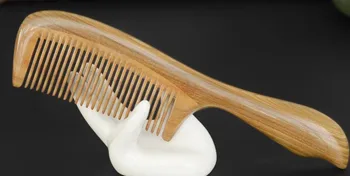 Расческа из настоящего сандалового дерева Натуральная расческа для массажа кожи головы Практичная расческа из сандалового дерева с заостренной толстой ручкой