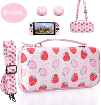 Розовая защитная сумка с твердой оболочкой с 12 игровыми картами карманная защитная пленка для экрана для консоли Nintendo Switch и аксессуаров