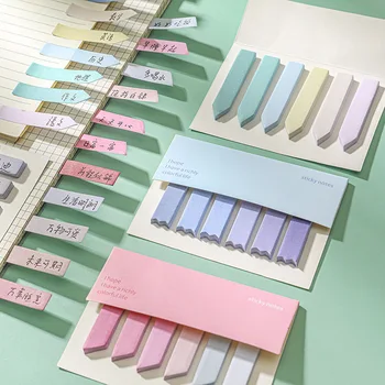 Свежая радуга Время Morandi Color Memo Pad Листы Sticky Notes Planner Стикер Закладка Для Списка Дел Канцелярские Товары Школа Офис