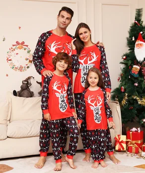 Семейные подходящие наряды 2023 Рождественская пижама Семейный принт Домашняя одежда Пижама Детская одежда Девочки Рождественская пижама Семья