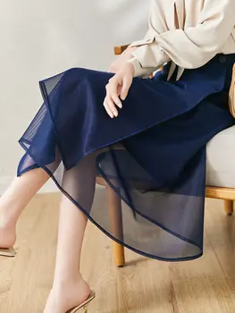 сетчатая юбка средней длины весна и осень нерегулярная ретро юбка-зонтик многослойная сращенная юбка темперамента