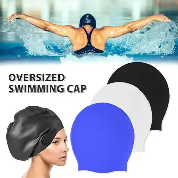 Силикон для длинных волос Женщины Мужчины Очень большая шляпа для дайвинга Шапка для бассейна Свободная голова Большая шапка для плавания
