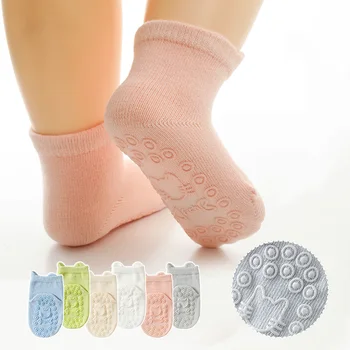  Симпатичная кошка Детские носки Гребенной хлопок Детская резина Нескользящие носки для малышей Весна Осень Твердый Детский Носок Аксессуары Для Новорожденных