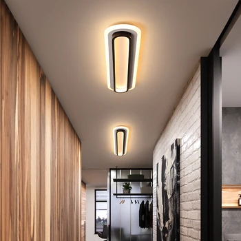 Современные светодиодные потолочные светильники для гостиной, спальни, кабинета, коридора, белого черного цвета, накладного скандинавского потолочного светильника