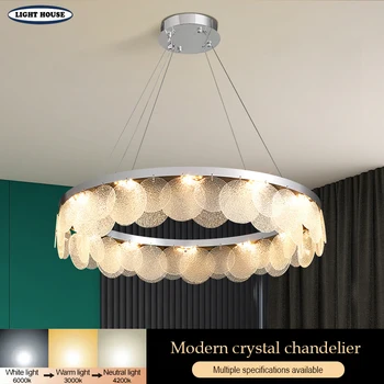 Современный свет Crysta Люстра Круглый подвесной светильник для гостиной Потолочная люстра Украшение гостиной
