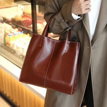 Сумка из натуральной натуральной кожи Женская сумка через плечо Сумка через плечо премиум-класса Минимализм Дизайн Простой стиль
