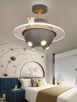 Творческое пространство Детская комната Потолочный светильник Спальня для мальчика Нордический простой мультфильм Астронавт Планета Космическая Луна НЛО Светодиодный подвесной светильник