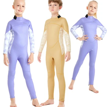 толстый гидрокостюм для девочек Серфинг 2,5 мм Неопреновый гидрокостюм Детские тепловые костюмы для купания с аквалангом Холодная вода Сохранить тепло Купальники