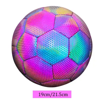 Футбольный мяч Отражающий голографический светящийся футбольный мяч PU Футбольный тренировочный мяч для детей и взрослых Девочки Мальчики Дети Тренировки