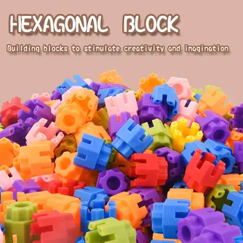 Шестиугольные строительные блоки Строительные блоки с крупными частицами Игрушки Сборка, сращивание и креативные строительные блоки в шести размерах