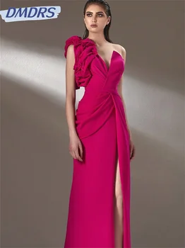 Элегантное вечернее платье на одно плечо с коротким рукавом 2024 Сексуальные платья до пола с боковым разрезом Изысканное 3D-печатное платье для вечеринок Vestidos